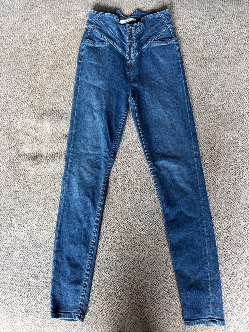 GRLFRND Tatiana High Rise Corset V-Waist Skinny Jeans Wash Size 23